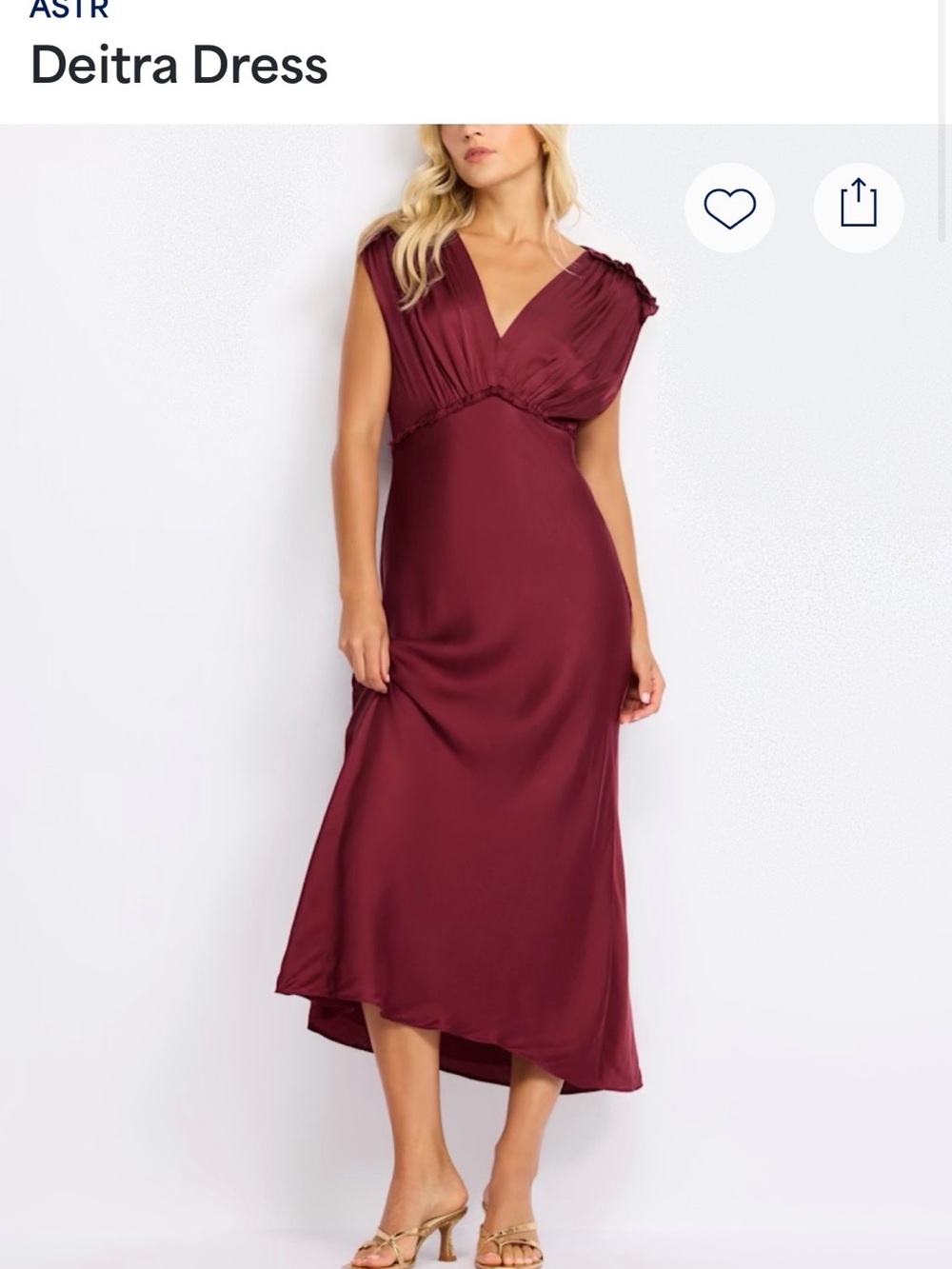 ASTR Burgundy V-Neck High-Low Deitra Dress